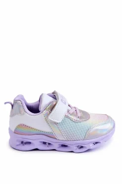 Sale Dziecięce Skórzane Sportowe Buty Biało-Fioletowe Loopsy Dzieci Chłopięce|Dziewczęce