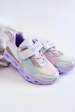 Sale Dziecięce Skórzane Sportowe Buty Biało-Fioletowe Loopsy Dzieci Chłopięce|Dziewczęce