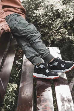 Best Dziecięce Skórzane Sportowe Buty Czarno-Czerwone Marisa Dzieci Chłopięce