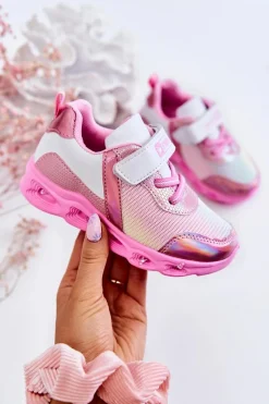 Chłopięce|Dziewczęce>Evento Dziecięce Skórzane Sportowe Buty Biało-Różowe Loopsy