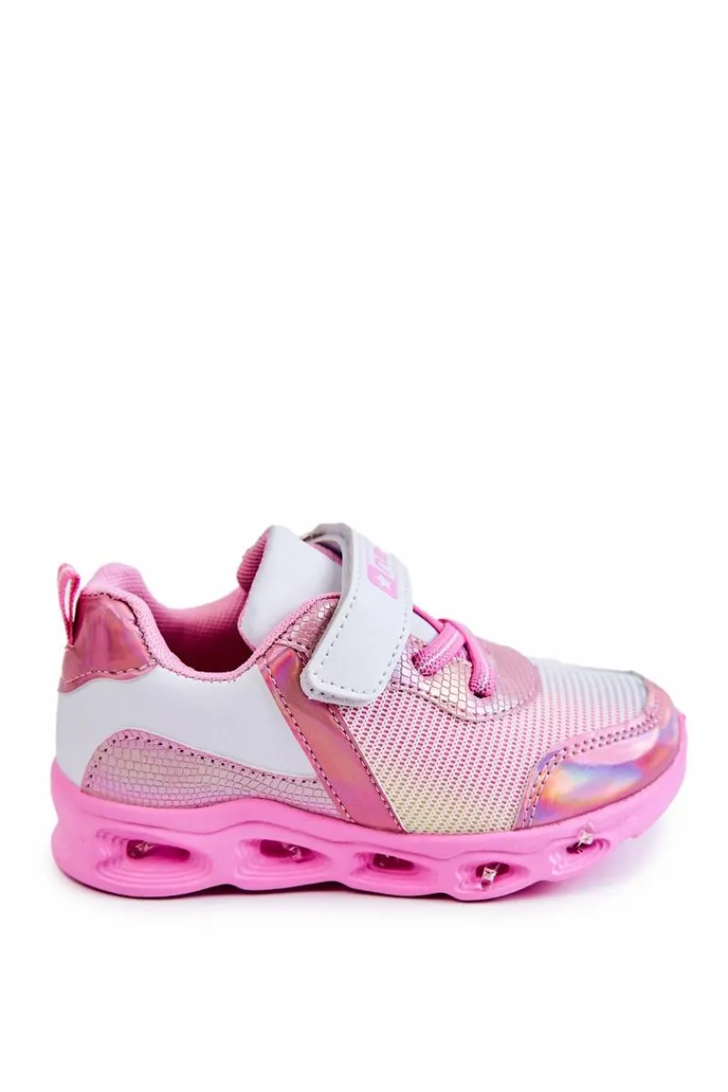 Chłopięce|Dziewczęce>Evento Dziecięce Skórzane Sportowe Buty Biało-Różowe Loopsy