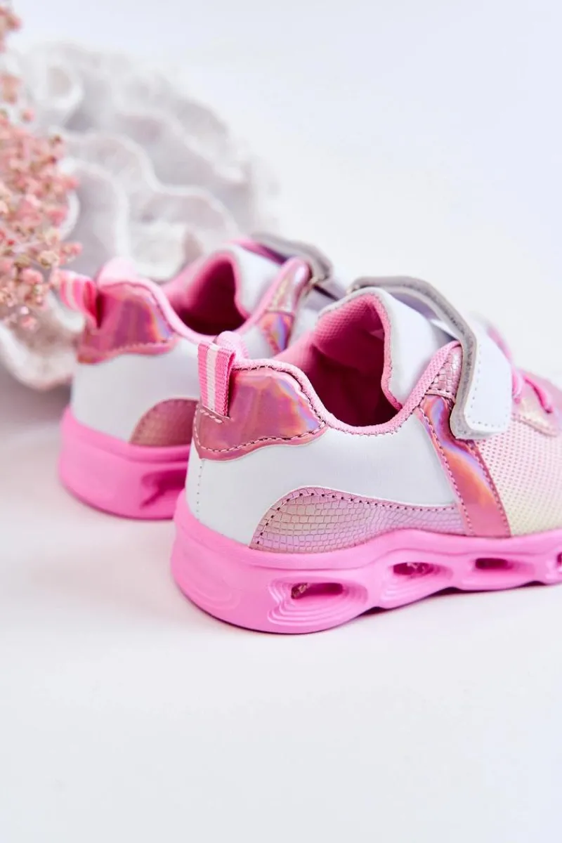 Chłopięce|Dziewczęce>Evento Dziecięce Skórzane Sportowe Buty Biało-Różowe Loopsy