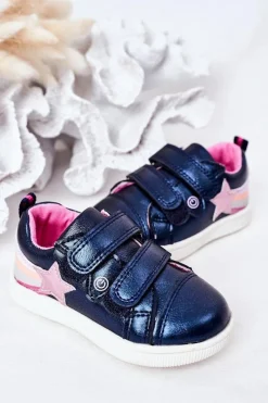 Online Evento Dziecięce Skórzane Sportowe Buty Z Tęczą Granatowe Jasmine