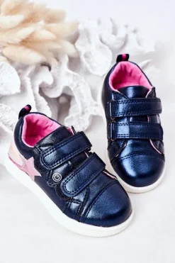 Online Evento Dziecięce Skórzane Sportowe Buty Z Tęczą Granatowe Jasmine