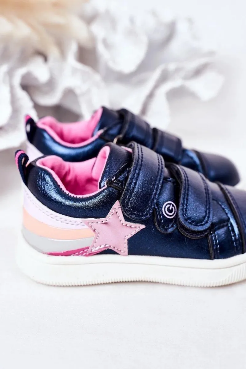 Online Evento Dziecięce Skórzane Sportowe Buty Z Tęczą Granatowe Jasmine