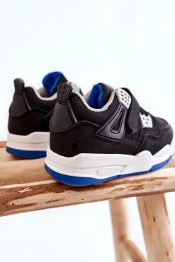 Discount Boto Dziecięce Skórzane Sportowe Buty Czarno-Granatowe Marisa