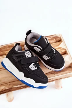 Discount Boto Dziecięce Skórzane Sportowe Buty Czarno-Granatowe Marisa