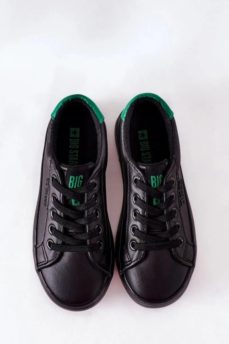 Online Big Star Shoes Dziecięce Skórzane Tenisówki BIG STAR DD374147 Czarne Czarny