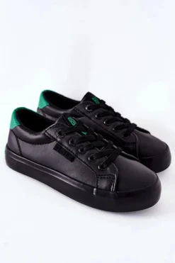 Online Big Star Shoes Dziecięce Skórzane Tenisówki BIG STAR DD374147 Czarne Czarny