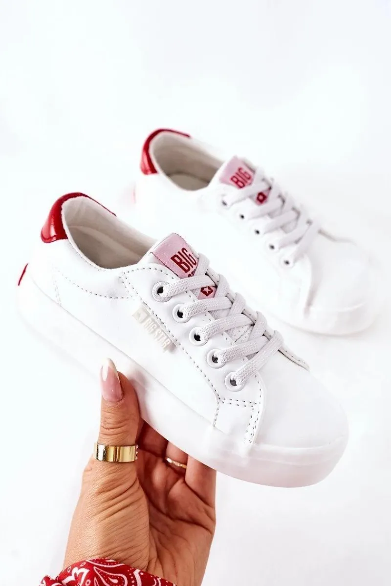 Clearance Big Star Shoes Dziecięce Skórzane Tenisówki BIG STAR DD374134 Białe