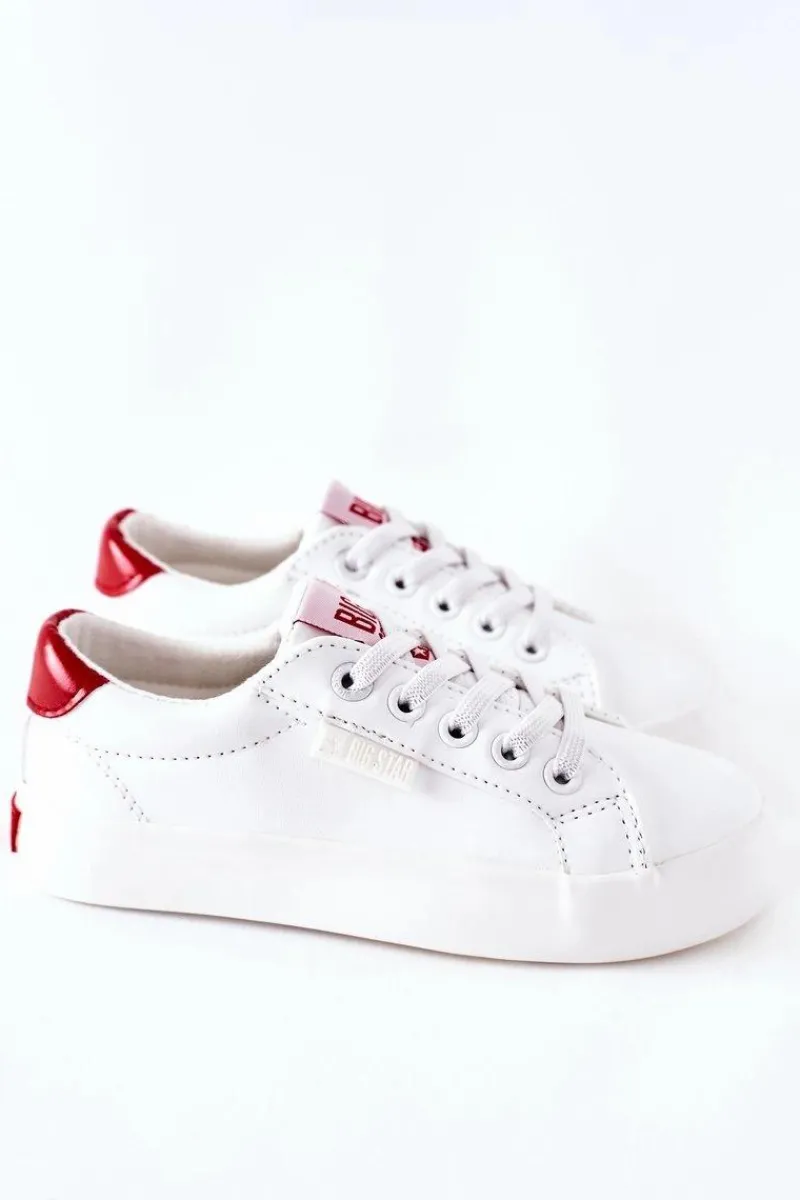 Clearance Big Star Shoes Dziecięce Skórzane Tenisówki BIG STAR DD374134 Białe