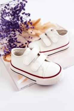 Sale Dziecięce Skórzane Tenisówki Trampki Na Rzepy Białe Foster Dzieci Chłopięce|Dziewczęce