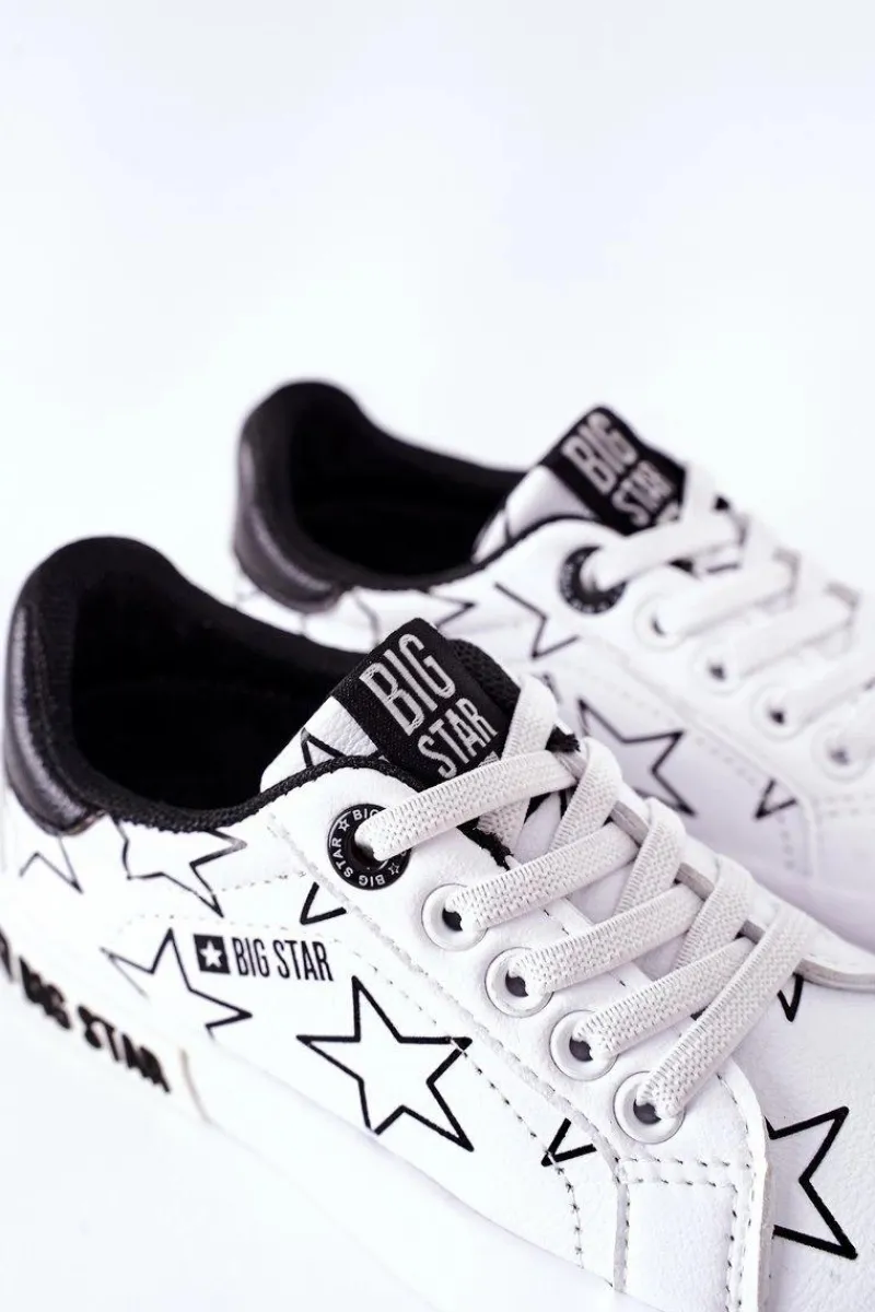 Discount Big Star Shoes Dziecięce Skórzane Tenisówki BIG STAR II374001 Białe