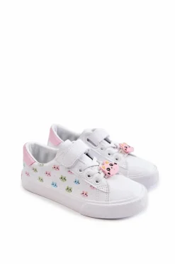 Discount Dziecięce Skórzane Trampki Na Rzep Z Printem Białe Bonnie Dzieci Dziewczęce