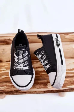 New Dziecięce Skórzane Trampki BIG STAR KK374043 Czarno-Białe Dzieci Chłopięce|Dziewczęce