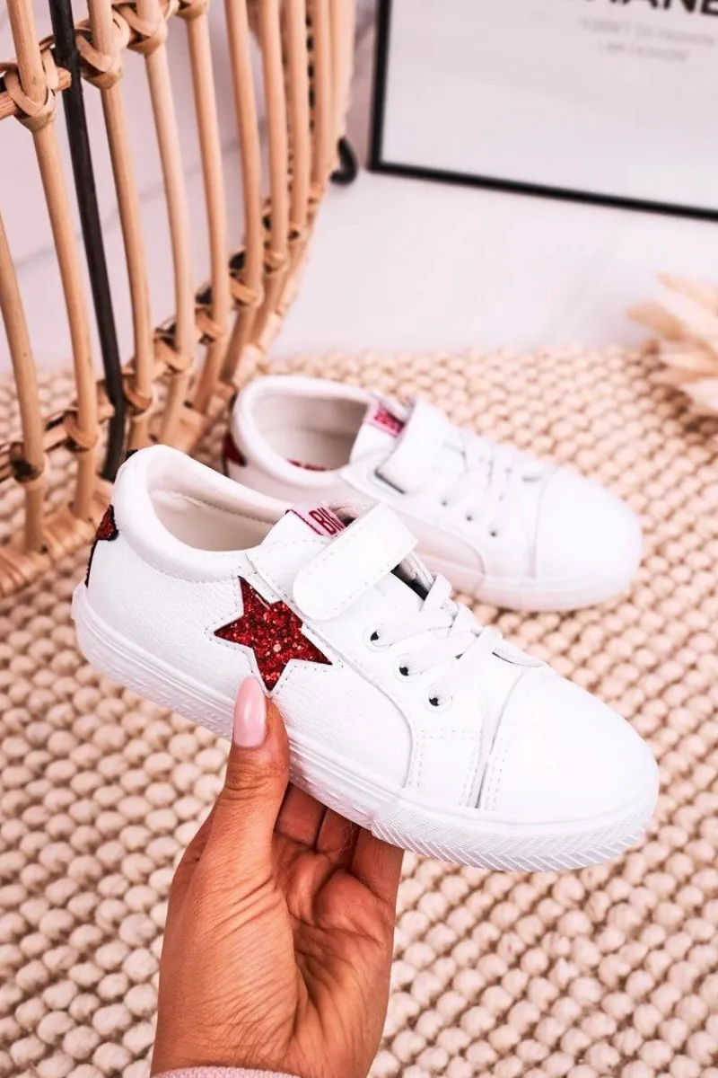 Dziecięce Skórzane Trampki Z Gwiazdą BIG STAR DD374102 Białe Dzieci Chłopięce|Dziewczęce