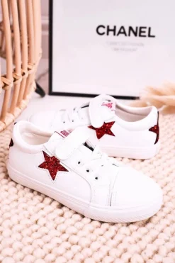 Dziecięce Skórzane Trampki Z Gwiazdą BIG STAR DD374102 Białe Dzieci Chłopięce|Dziewczęce