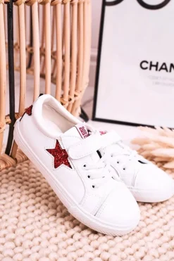 Dziecięce Skórzane Trampki Z Gwiazdą BIG STAR DD374102 Białe Dzieci Chłopięce|Dziewczęce