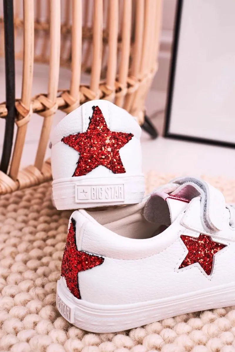 Dziecięce Skórzane Trampki Z Gwiazdą BIG STAR DD374102 Białe Dzieci Chłopięce|Dziewczęce