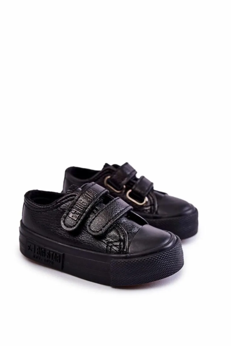 Chłopięce|Dziewczęce>Big Star Shoes Dziecięce Skórzane Trampki Na Rzep BIG STAR KK374092 Czarne