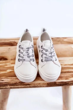 Chłopięce|Dziewczęce>Big Star Shoes Dziecięce Skórzane Trampki BIG STAR KK374060 Białe