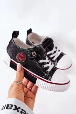 Best Dziecięce Skórzane Trampki BIG STAR II374042 Czarne Dzieci Chłopięce|Dziewczęce