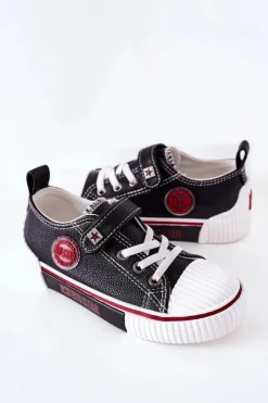 Best Dziecięce Skórzane Trampki BIG STAR II374042 Czarne Dzieci Chłopięce|Dziewczęce