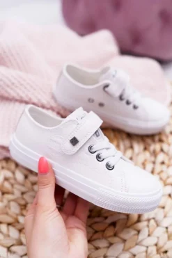 Best Dziecięce Skórzane Trampki BIG STAR EE374035 Białe Dzieci Chłopięce|Dziewczęce