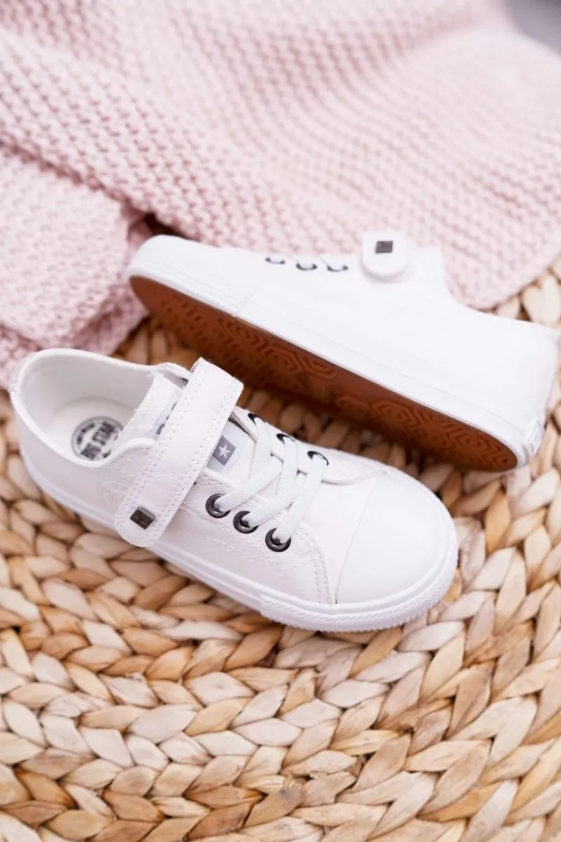 Best Dziecięce Skórzane Trampki BIG STAR EE374035 Białe Dzieci Chłopięce|Dziewczęce