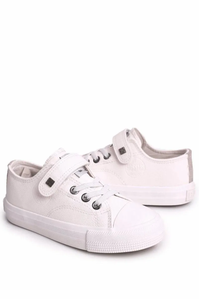 Best Dziecięce Skórzane Trampki BIG STAR EE374035 Białe Dzieci Chłopięce|Dziewczęce