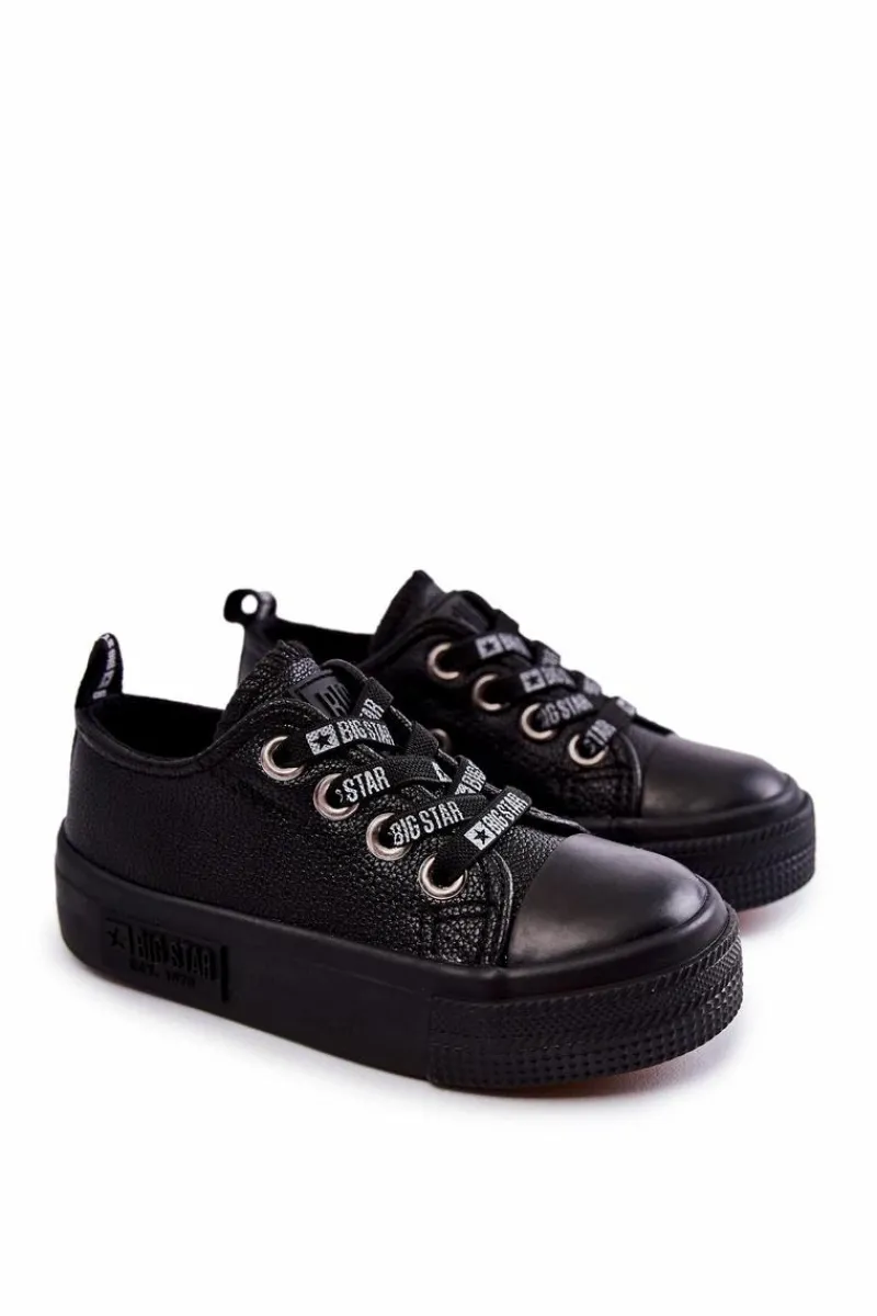 Sale Big Star Shoes Dziecięce Skórzane Trampki BIG STAR KK374061 Czarne