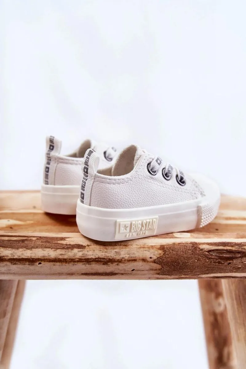 Discount Dziecięce Skórzane Trampki BIG STAR KK374058 Białe Dzieci Chłopięce|Dziewczęce