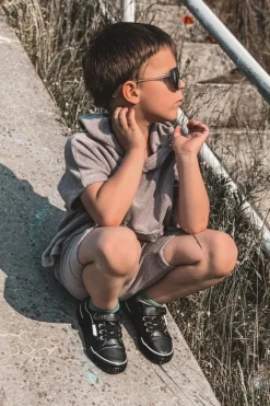 Online Dziecięce Skórzane Trampki Na Rzep BIG STAR HH374029 Czarne Dzieci Chłopięce|Dziewczęce