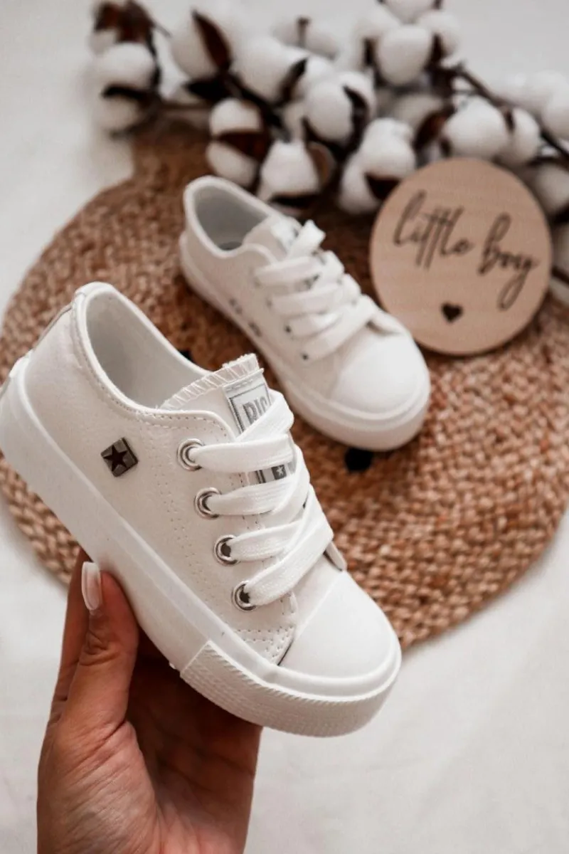 Chłopięce|Dziewczęce>Big Star Shoes Dziecięce Skórzane Trampki BIG STAR JJ374310 Białe