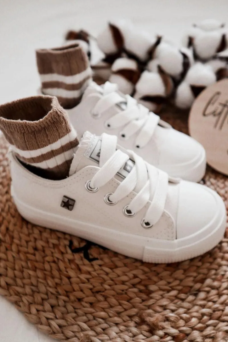 Chłopięce|Dziewczęce>Big Star Shoes Dziecięce Skórzane Trampki BIG STAR JJ374310 Białe