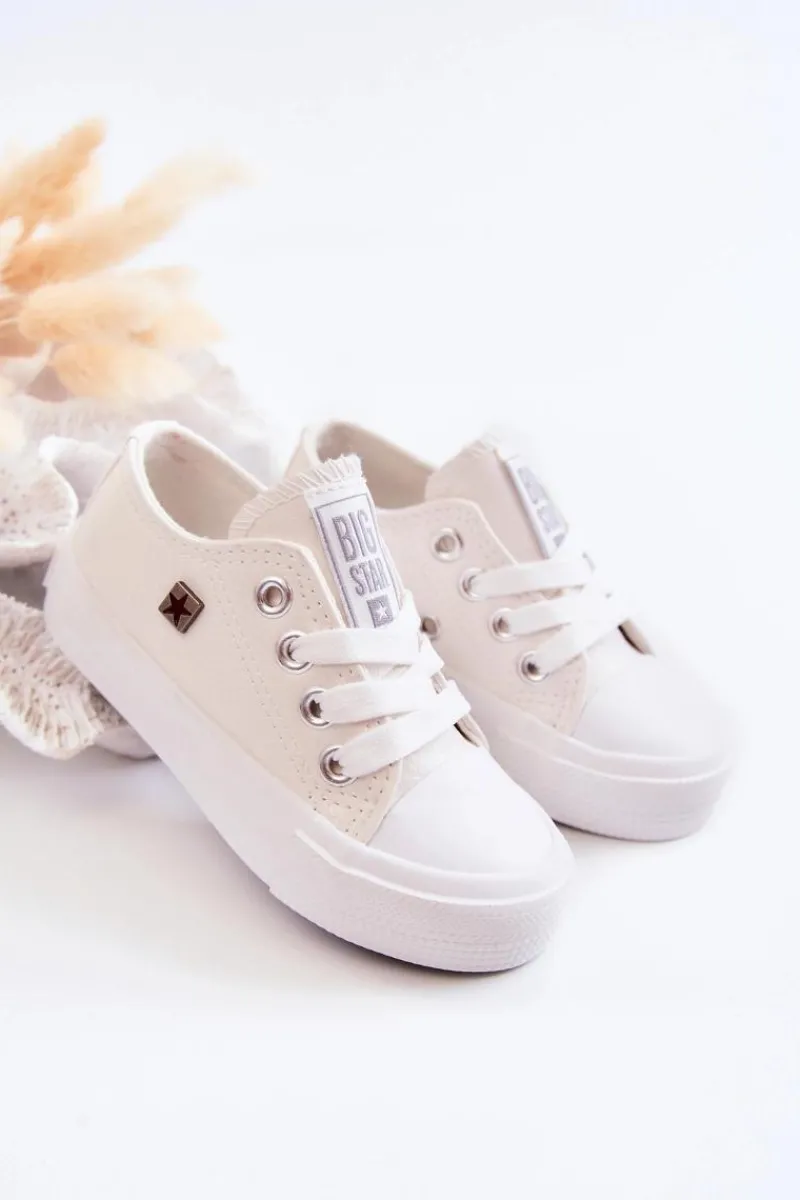 Chłopięce|Dziewczęce>Big Star Shoes Dziecięce Skórzane Trampki BIG STAR JJ374310 Białe