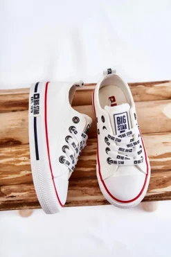 Chłopięce|Dziewczęce>Big Star Shoes Dziecięce Skórzane Trampki BIG STAR KK374042 Białe
