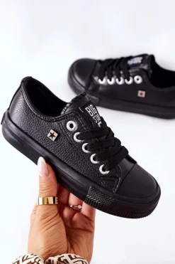 Discount Big Star Shoes Dziecięce Skórzane Trampki BIG STAR FF374304 Czarne