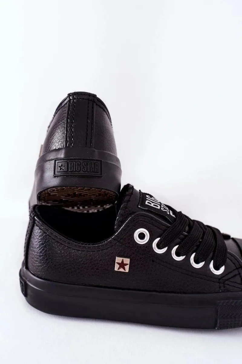 Discount Big Star Shoes Dziecięce Skórzane Trampki BIG STAR FF374304 Czarne