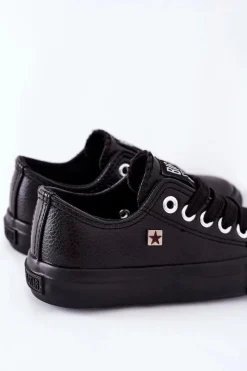 Discount Big Star Shoes Dziecięce Skórzane Trampki BIG STAR FF374304 Czarne
