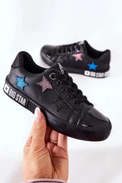 Chłopięce|Dziewczęce>Big Star Shoes Dziecięce Skórzane Trampki BIG STAR II374031 Czarne