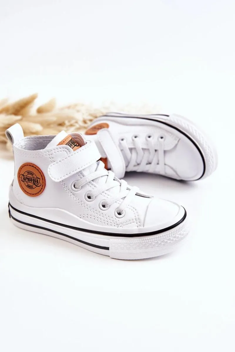 Best Boto Dziecięce Skórzane Trampki Na Rzep Białe Bruni