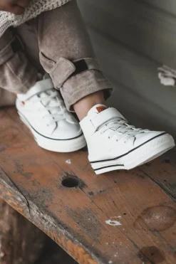 Best Boto Dziecięce Skórzane Trampki Na Rzep Białe Bruni