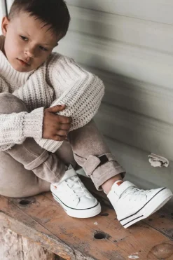 Best Boto Dziecięce Skórzane Trampki Na Rzep Białe Bruni