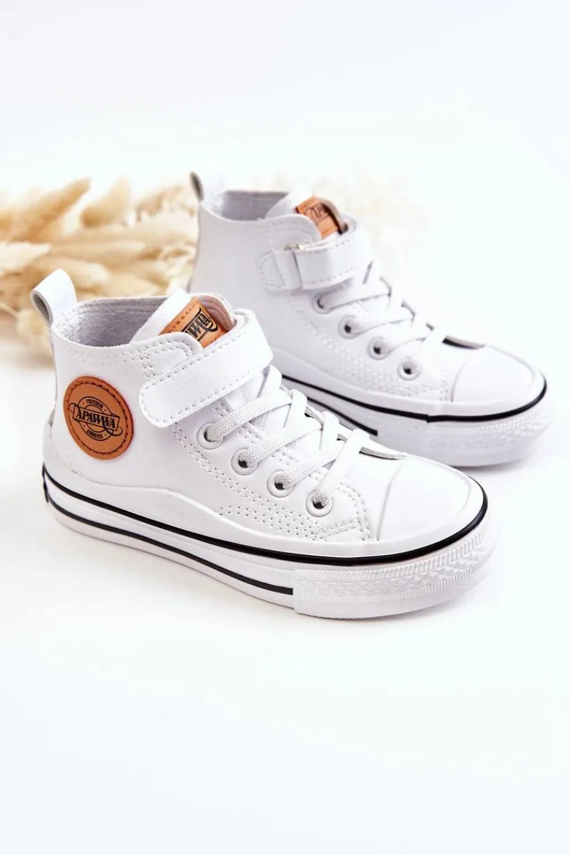 Best Boto Dziecięce Skórzane Trampki Na Rzep Białe Bruni