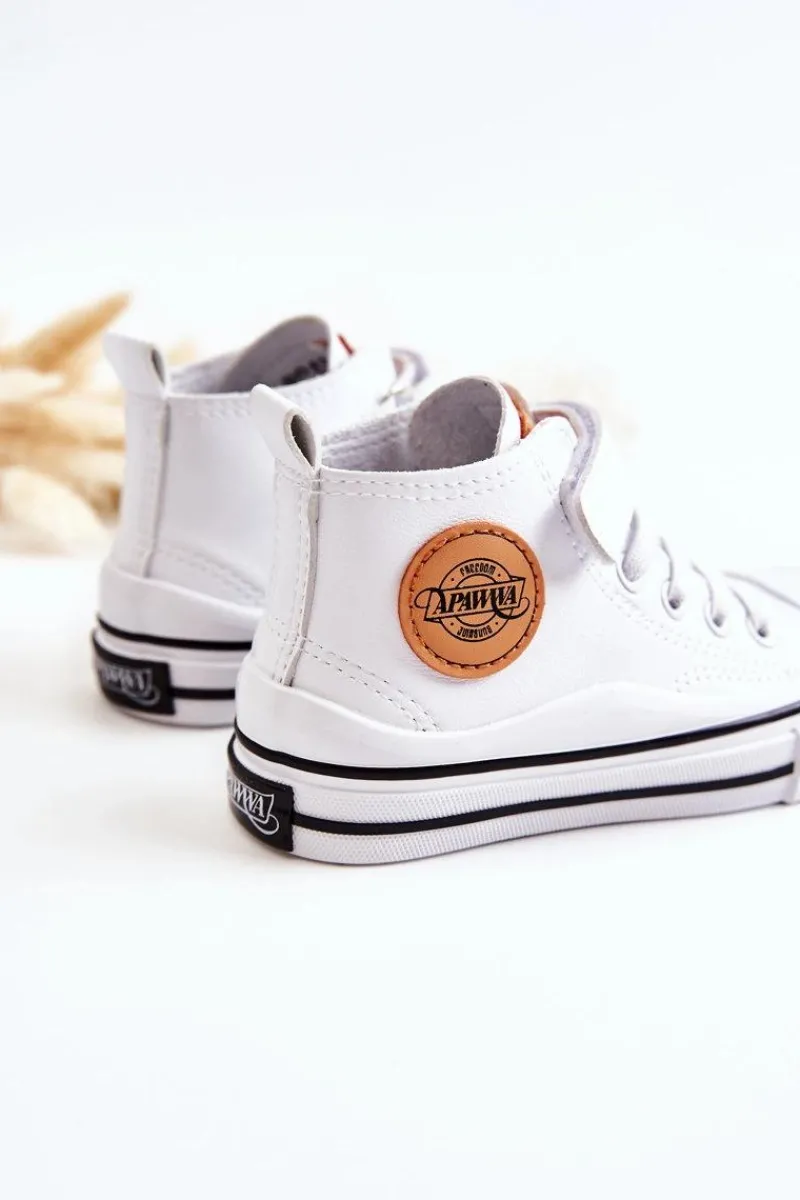 Best Boto Dziecięce Skórzane Trampki Na Rzep Białe Bruni