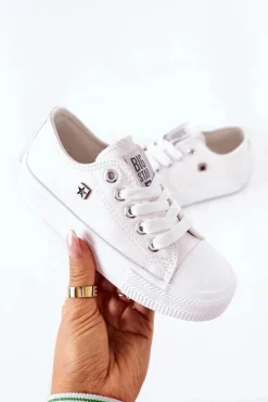 Discount Dziecięce Skórzane Trampki BIG STAR FF374300 Białe Dzieci Chłopięce|Dziewczęce