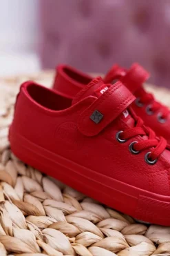 Best Big Star Shoes Dziecięce Skórzane Trampki BIG STAR EE374036 Czerwone