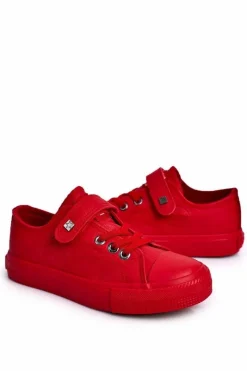 Best Big Star Shoes Dziecięce Skórzane Trampki BIG STAR EE374036 Czerwone