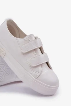 Sale Dziecięce Skórzane Trampki Na Rzep BIG STAR KK374055 Białe Dzieci Chłopięce|Dziewczęce